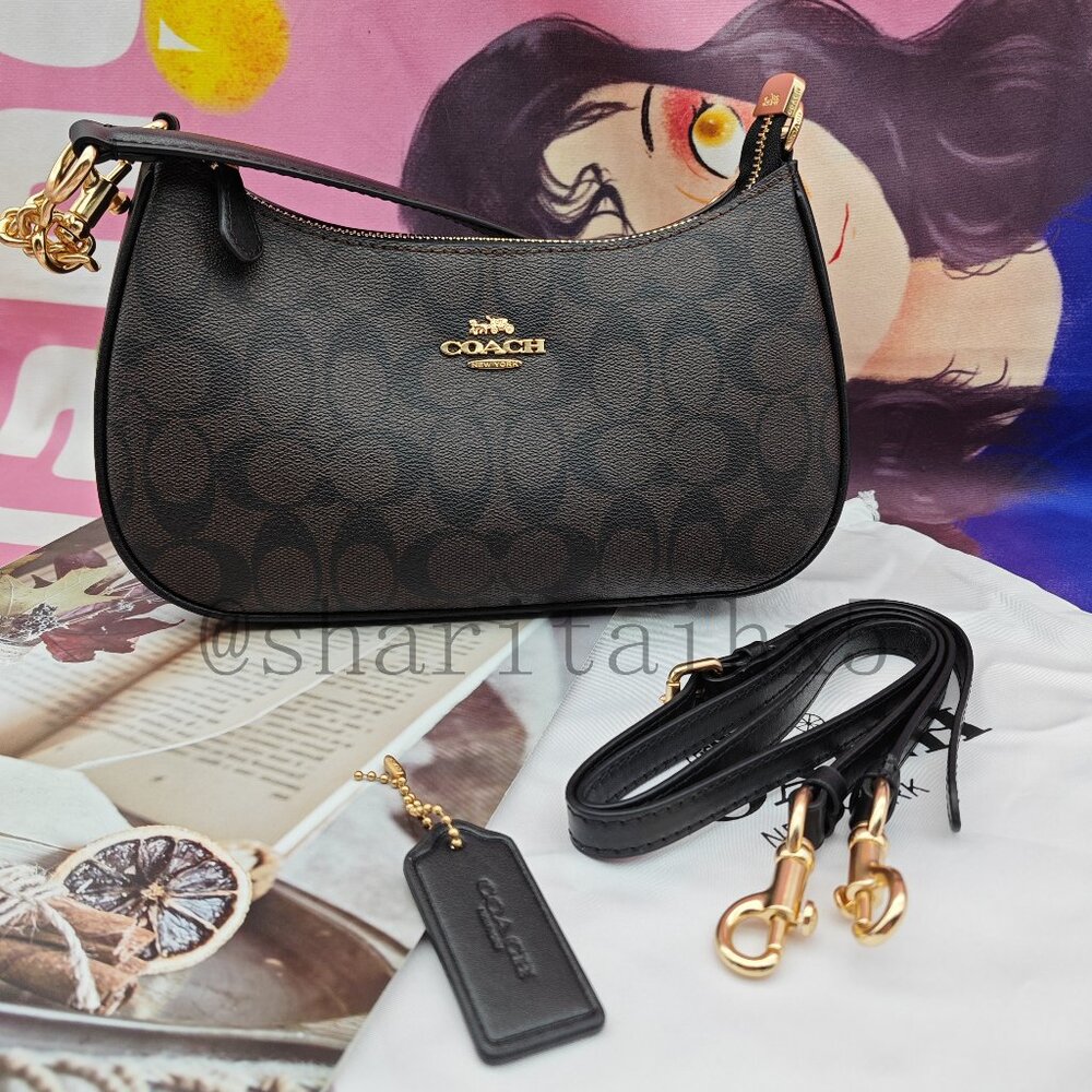 ✨✨COACH Teri Shoulder Bag In Signature Canvas black